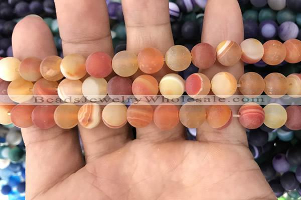 CAA1492 15.5 inches 10mm round matte banded agate beads wholesale