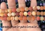 CAA1493 15.5 inches 12mm round matte banded agate beads wholesale