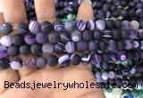 CAA1495 15.5 inches 6mm round matte banded agate beads wholesale