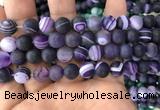 CAA1498 15.5 inches 12mm round matte banded agate beads wholesale