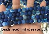 CAA1506 15.5 inches 8mm round matte banded agate beads wholesale