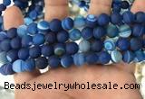 CAA1507 15.5 inches 10mm round matte banded agate beads wholesale