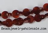 CAA151 15.5 inches 8*8mm curved moon red agate gemstone beads