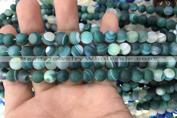 CAA1510 15.5 inches 6mm round matte banded agate beads wholesale