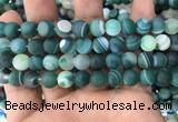 CAA1513 15.5 inches 12mm round matte banded agate beads wholesale