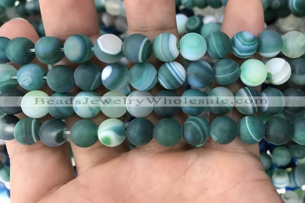 CAA1513 15.5 inches 12mm round matte banded agate beads wholesale