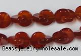 CAA153 15.5 inches 12*12mm curved moon red agate gemstone beads