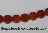 CAA154 15.5 inches 8mm coin red agate gemstone beads