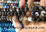 CAA1540 15.5 inches 12mm round banded agate beads wholesale