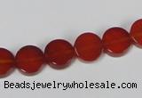 CAA155 15.5 inches 10mm coin red agate gemstone beads