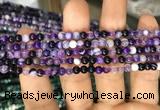 CAA1554 15.5 inches 4mm round banded agate beads wholesale