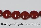 CAA156 15.5 inches 10mm flat round red agate gemstone beads