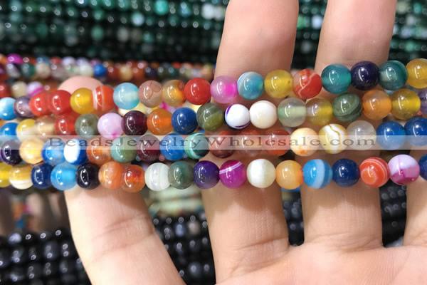 CAA1603 15.5 inches 6mm round banded agate beads wholesale