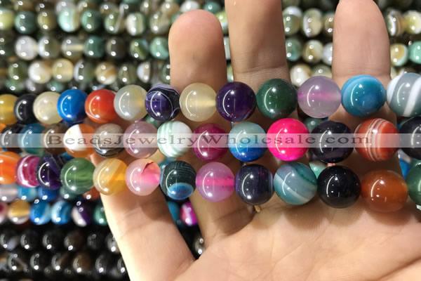 CAA1605 15.5 inches 10mm round banded agate beads wholesale