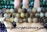 CAA1618 15.5 inches 12mm round banded agate beads wholesale