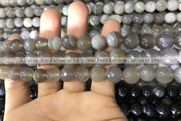 CAA1632 15.5 inches 10mm faceted round banded agate beads