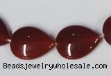 CAA166 15.5 inches 15*20mm flat teardrop red agate gemstone beads