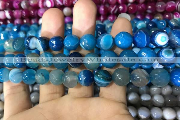 CAA1667 15.5 inches 10mm faceted round banded agate beads