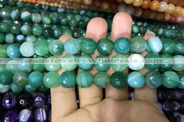 CAA1678 15.5 inches 12mm faceted round banded agate beads