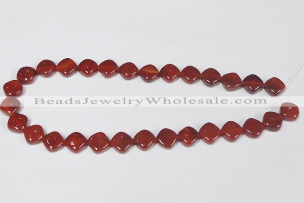 CAA168 15.5 inches 13*13mm diamond red agate gemstone beads