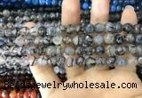 CAA1700 15 inches 8mm faceted round fire crackle agate beads