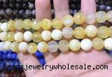 CAA1705 15 inches 8mm faceted round fire crackle agate beads