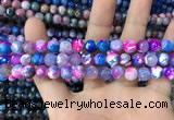 CAA1709 15 inches 8mm faceted round fire crackle agate beads