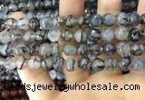 CAA1725 15 inches 10mm faceted round fire crackle agate beads