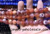 CAA1733 15 inches 10mm faceted round fire crackle agate beads