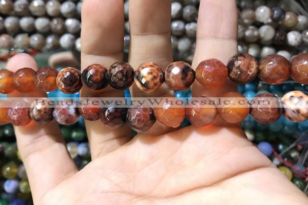 CAA1734 15 inches 10mm faceted round fire crackle agate beads