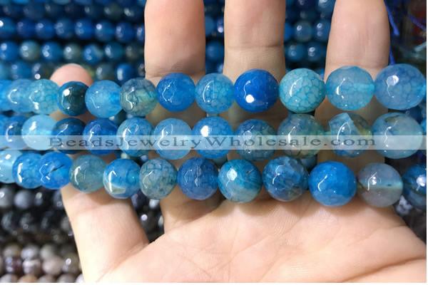 CAA1735 15 inches 10mm faceted round fire crackle agate beads