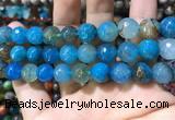 CAA1749 15 inches 12mm faceted round fire crackle agate beads