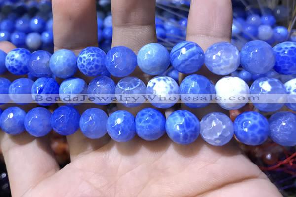 CAA1750 15 inches 12mm faceted round fire crackle agate beads