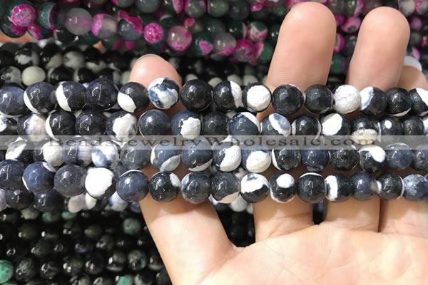 CAA1760 15 inches 8mm faceted round fire crackle agate beads