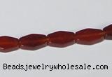 CAA177 15.5 inches 7*12mm hexagon red agate gemstone beads