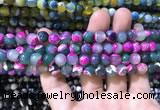 CAA1770 15 inches 8mm faceted round fire crackle agate beads