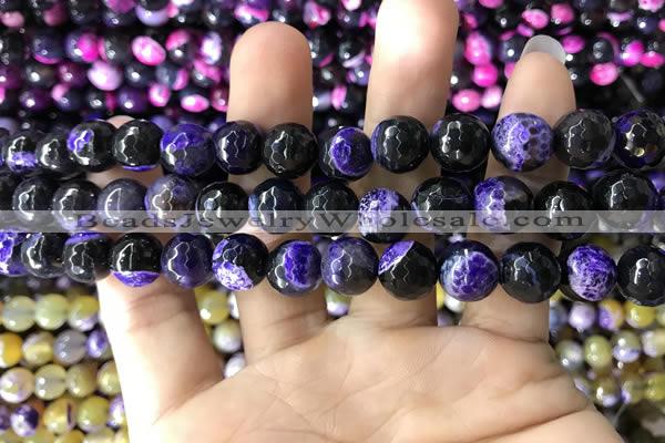 CAA1777 15 inches 10mm faceted round fire crackle agate beads