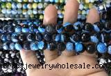 CAA1779 15 inches 10mm faceted round fire crackle agate beads