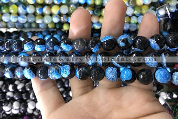 CAA1779 15 inches 10mm faceted round fire crackle agate beads