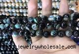 CAA1780 15 inches 10mm faceted round fire crackle agate beads