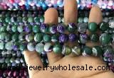 CAA1785 15 inches 10mm faceted round fire crackle agate beads