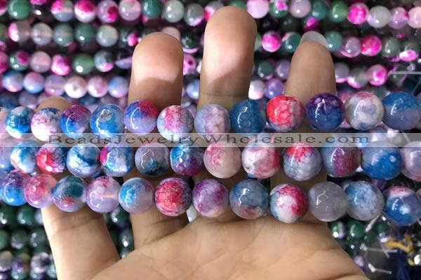 CAA1789 15 inches 10mm faceted round fire crackle agate beads