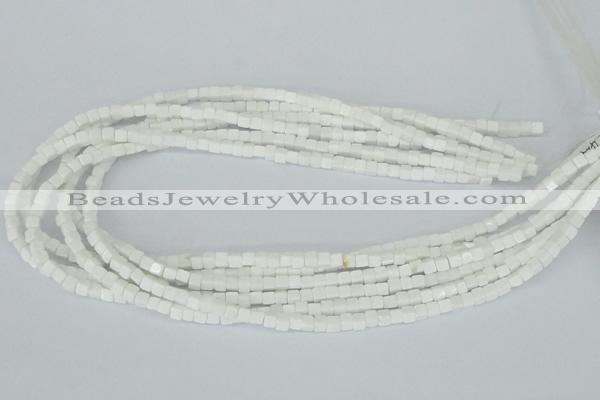 CAA18 15.5 inches 4*4mm cube white agate gemstone beads wholesale