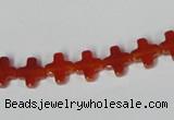 CAA181 15.5 inches 8*8mm cross red agate gemstone beads