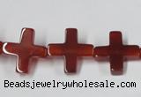 CAA182 15.5 inches 16*16mm cross red agate gemstone beads