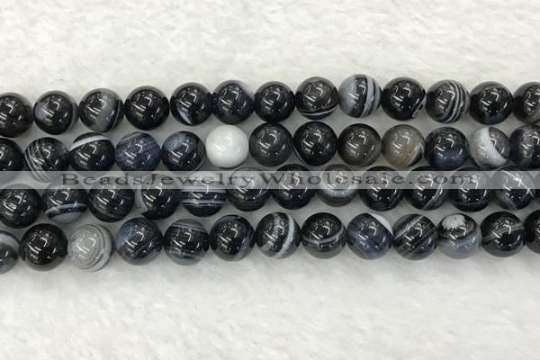 CAA1835 15.5 inches 14mm round banded agate gemstone beads