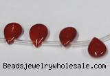 CAA185 Top-drilled 9*13mm flat teardrop red agate gemstone beads