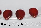 CAA186 Top-drilled 12*16mm flat teardrop red agate gemstone beads