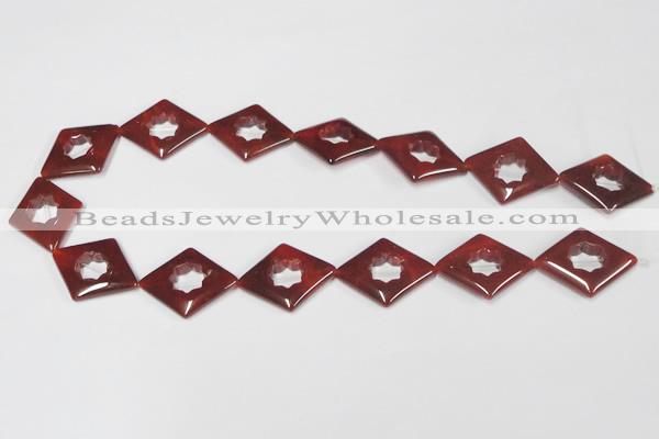 CAA189 15.5 inches 22*28mm diamond red agate gemstone beads