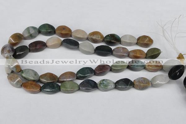 CAA198 15.5 inches 10*18mm twisted rice indian agate beads wholesale